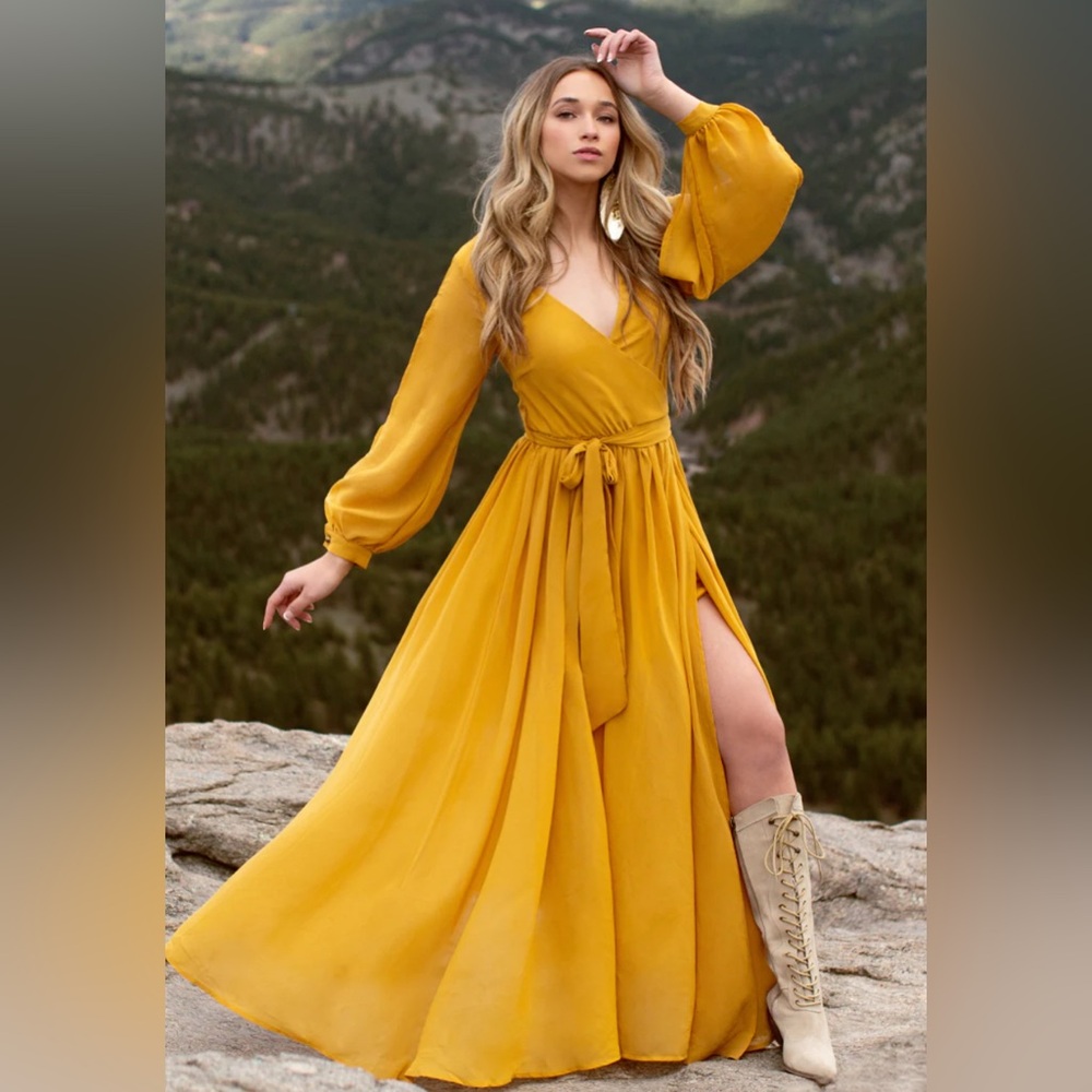 Joyfolie ANIYA DRESS IN MUSTARD